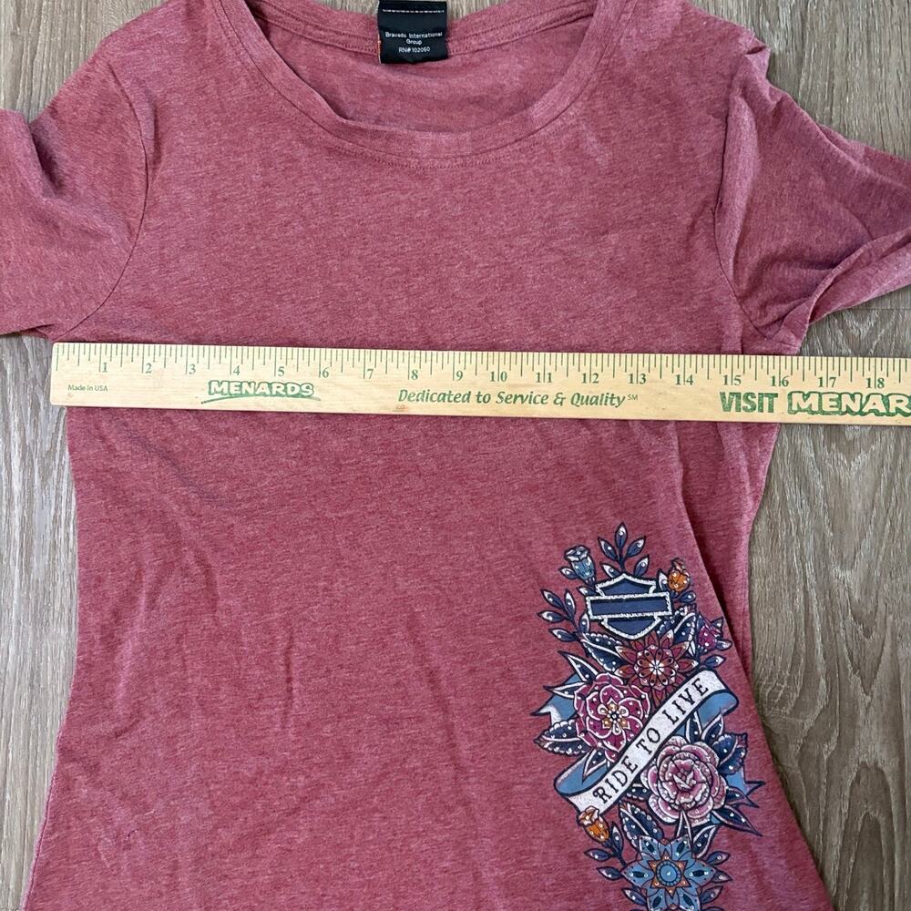 Harley-Davidson Womens Long Sleeve Shirt Sz S Ride to Live Floral Graphic - Picture 6 of 10
